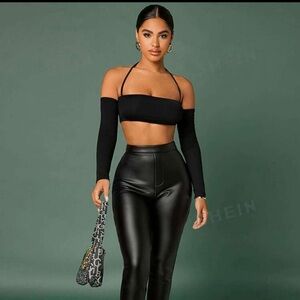 SHEIN black long sleeve crop top
